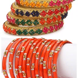 1ST TIME Set of 16 Stones Studded Bangles-10