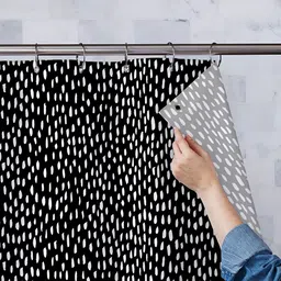 ArtzFolio Black Printed Water Proof Shower Curtain-42