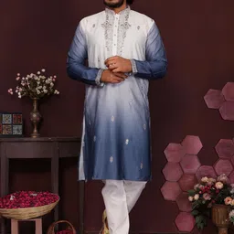 DVILLA Men Navy Blue Cotton Kurtas-picture-44