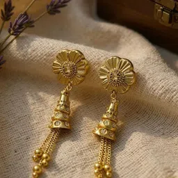 Zhouse Gold Plated Artificial Stones Studded Dome Shaped Jhumkas-41