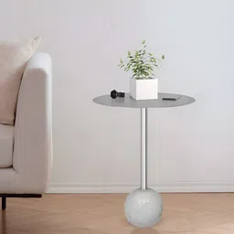 Metalsmith Silver Toned Round Bedside Table-20