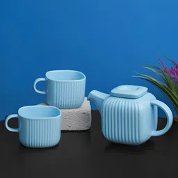 Vola Global LLP Blue Porcelain Matte Mugs Set of Cups and Mugs-52