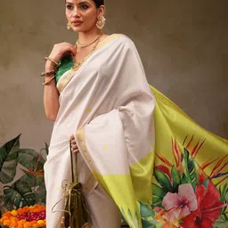 Silk Land Floral Printed Zari Saree-46