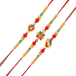 Myntra Elegant Homes Set Of 3 Designer Rakhis With Greeting Card & Roli Chawal image 3