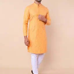 NAMASKAR Mandarin Collar Pure Cotton Straight Kurta With Churidar-picture-31
