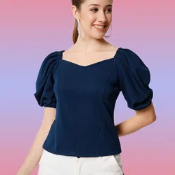 Athena Sweetheart Neck Puff Sleeve Top-picture-56