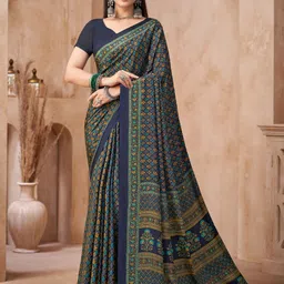 KALINI Floral Poly Crepe Saree-image-60