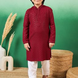 Sangria Boys Chikankari & Sequined Kurta & Patiala Sets-9