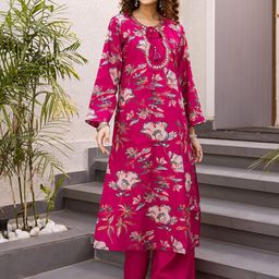 DIVASTRI Women Floral Printed Regular Mirror Work Kurta with Palazzos-15