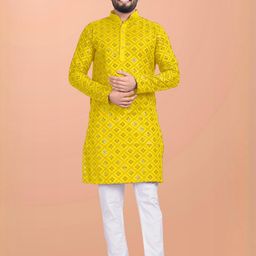 AWM Men Cotton Embroidered Straight Kurta-image-83