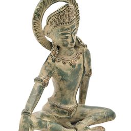 Exotic India Gold-Toned & Green Lord Indra Religious Idol Showpiece-image-94