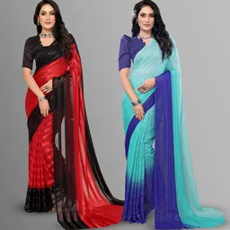 Moda Rapido Pack Of 2 Striped Satin Saree-picture-29