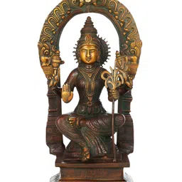 Exotic India Double Chola Brown & Gold Toned Lord Rajarajeshwari Brass Idol Showpiece-image-19