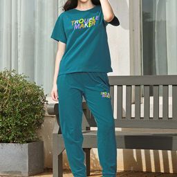 Zeyo Printed Round Neck T-Shirt With Jogger-image-89