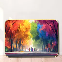 SAF Red & Blue Colorful Indian Street Scene Wall Art-picture-23