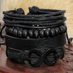 Jewelgenics Men Black Leather Bracelet-image-94