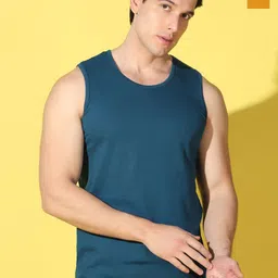 WOOSTRO 2-Pcs Odour-Free Combed Cotton Innerwear Vests VWS26(PLAIN PEACOCK)(RUN MUSTARD)-image-67
