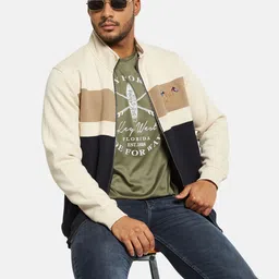 Octave Men Colourblocked Front-Open Sweatshirt image 2