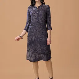 RANGRIWAZ Abstract Printed Mandarin Collar Straight Kurta-picture-30