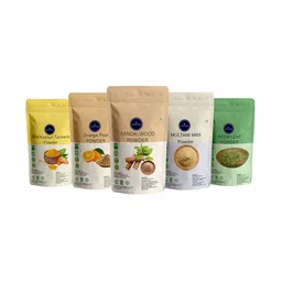 VEDICINE Set 5 Wild Turmeric Orange Sandalwood Multani Mitti Neem Leaf Face Mask-75g Each-55