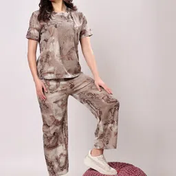 FITIN OUTFIT Women Brown Polyester Night suits-picture-7