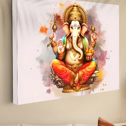 SAF Orange & Gold-Toned 1 Piece Canvas Religious Wall Paintings-picture-15