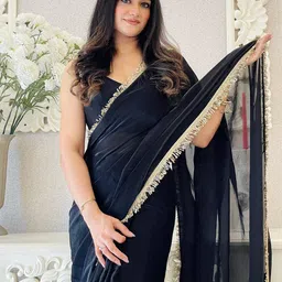 Kalista Embellished Solid Satin Saree-picture-18