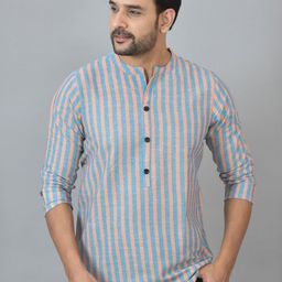 Anouk Rustic Men Striped Daily Cotton Straight Kurta-image-8