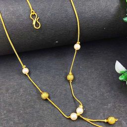 Saizen Gold-Plated Pearls Beaded Minimal Chain-image-85