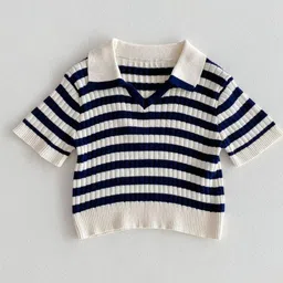 LULU & SKY Kids Striped V-Neck T-shirt-14