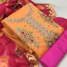 SAINOOR Embellished Semi-Stitched Dress Material-image-11