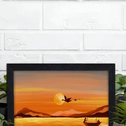 Aura Orange Coloured Abstract Wooden Wall Art-18