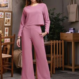 DressBerry Round Neck Crop Top With Trousers-image-39
