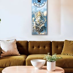 OLIVE TREE Blue & White Printed Traditional Wooden Rectangle Analogue Wall Clock-picture-14