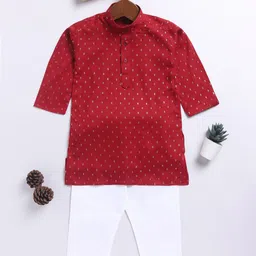 JBN Creation Boys Ethnic Motifs Printed Mandarin Collar Straight Kurta With Trouser-52