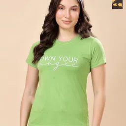 Louis Bayrad Women Pack of 2 Dry Fit Typography Printed Round Neck Cotton T-shirts-image-29