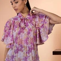 SAHASIKA Women Floral Printed Tie-Up Neck short Top-picture-26