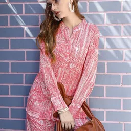 VenderVilla Floral Printed Mandarin Collar Shirt & Trousers-picture-11