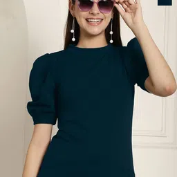 Metronaut Women Pack Of 2 Round Neck Puff Sleeve Regular Top-image-22