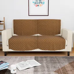Kuber Industries Brown Velvet 4 Piece Sofa Cover-31