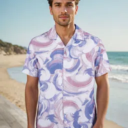 Celio Classic Tie and Dye Printed Cuban Shirt-image-59