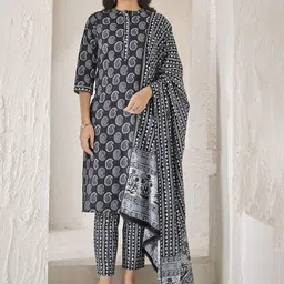 Anouk Women Paisley Printed Regular Pure Cotton Kurta with Trousers & With Dupatta-picture-17