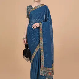 HERE&NOW Striped Art Silk Ready to Wear Saree-image-37