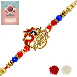 MEIRA JEWELLERY Designer Beaded Rakhi With Greeting Card & Roli Chawal-66