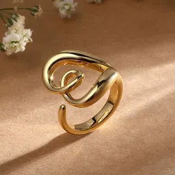 Cierra 18KT Gold-Plated Heart Cuff Adjustable Finger Ring-image-32