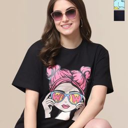 Mast & Harbour Pack Of 3 Graphic Printed Round Neck Short Sleeves Cotton Oversized T-shirt-image-23
