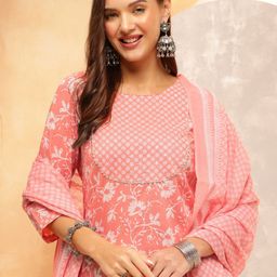 Anouk Women Ethnic Motifs Printed Regular Gotta Patti Pure Cotton Kurta with Trousers & With Dupatta-image-56