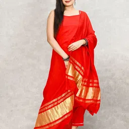 Apratim Striped Woven Design Zari Work Dupatta-picture-1