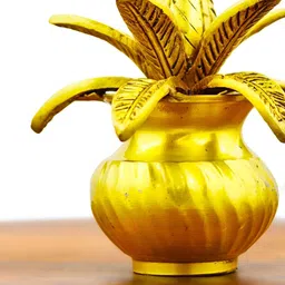 INTERNATIONAL GIFT Gold-Toned Kalash With Coconut & Mango Leaves Showpiece-image-79
