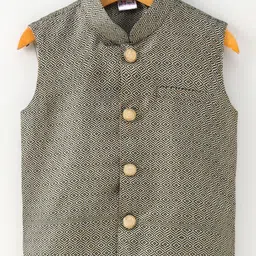Pehanaava Boy's Woven Design Woven Nehru jacket-28